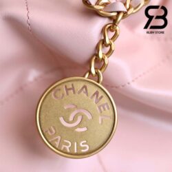 Túi Chanel 22 Mini Handbag Pink Shiny Hồng Logo Vàng Da Bê 20CM GHW Best Quality