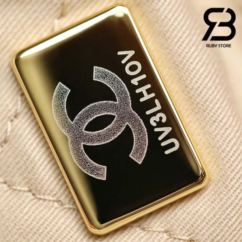 Túi Chanel 22 Mini Handbag White Shiny Trắng Logo Vàng Da Bê 20CM Best Quality