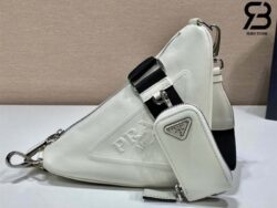 Túi Prada Triangle Leather Shoulder Bag Trắng Smooth Calfskin Best Quality