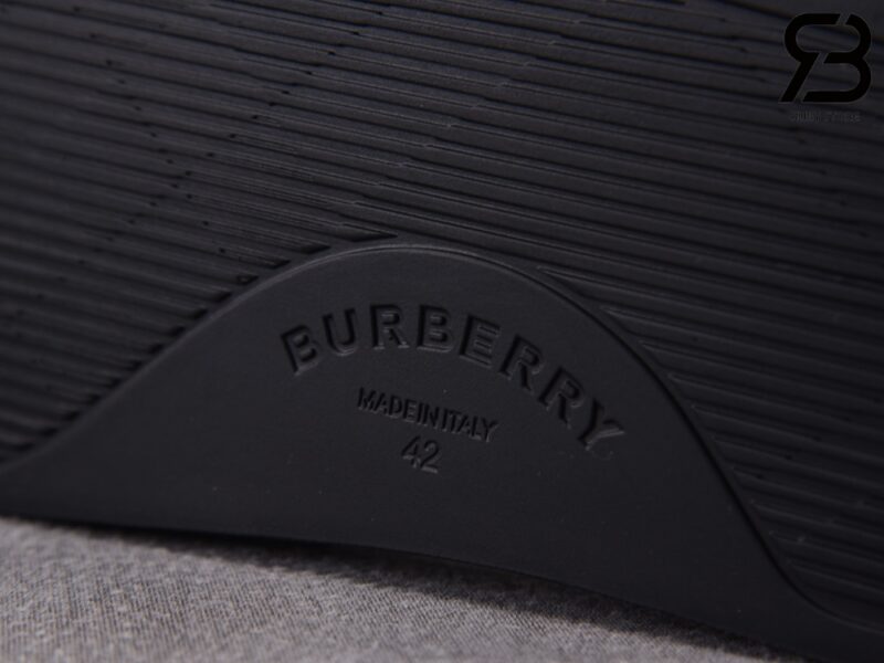 Dép Burberry Sliced Check Print Slides in Black Best Quality