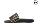 Dép Burberry Sliced Check Print Slides in Black Best Quality