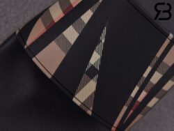 Dép Burberry Sliced Check Print Slides in Black Best Quality