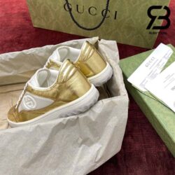 Giày Gucci MAC80 Off-White Metallic Gold Siêu Cấp