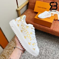 Giày Louis Vuitton Time Out White Gold Chữ Ngang Siêu Cấp