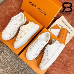 Giày Louis Vuitton Time Out White Gold Chữ Ngang Siêu Cấp