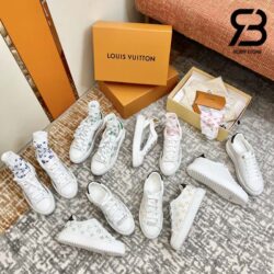 Giày Louis Vuitton Time Out White Gold Gót Nâu Siêu Cấp