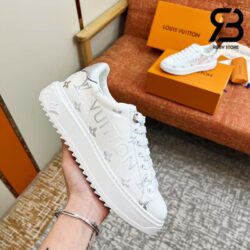 Giày Louis Vuitton Time Out White Silver Chữ Ngang Siêu Cấp