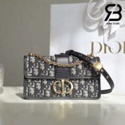Túi Dior 30 Montaigne East-West Bag With Chain Blue Oblique Jacquard Best Quality