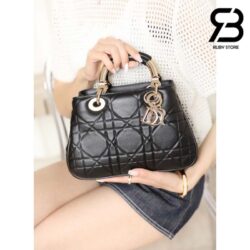 Túi Lady Dior 95.22 Small Bag Đen Macrocannga Calfskin Best Quality