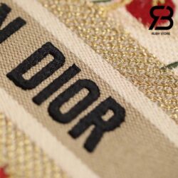 Túi Dior Medium Lady D-Lite Bag Màu Be Multicolor Hibiscus Embroidery Best Quality