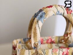 Túi Dior Medium Lady D-Lite Bag Màu Be Multicolor Hibiscus Embroidery Best Quality