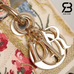 Túi Dior Medium Lady D-Lite Bag Màu Be Multicolor Hibiscus Embroidery Best Quality