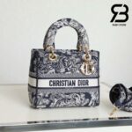 Túi Dior Medium Lady D-Lite Bag Xanh Toile de Jouy Reverse Embroidery Best Quality