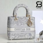 Túi Dior Medium Lady D Lite Bag Gray Toile de Jouy Reverse Embroidery Best Quality