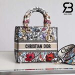Túi Dior Medium Lady D-Lite Bag Multicolor Mille Fleurs Embroidery Best Quality