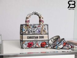 Túi Dior Medium Lady D-Lite Bag Multicolor Mille Fleurs Embroidery Best Quality