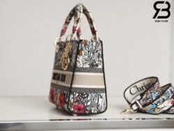 Túi Dior Medium Lady D-Lite Bag Multicolor Mille Fleurs Embroidery Best Quality