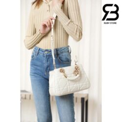 Túi Lady Dior 95.22 Small Bag Trắng Macrocannga Calfskin Best Quality