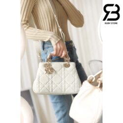Túi Lady Dior 95.22 Small Bag Trắng Macrocannga Calfskin Best Quality