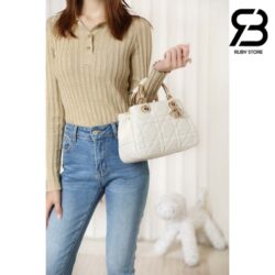 Túi Lady Dior 95.22 Small Bag Trắng Macrocannga Calfskin Best Quality