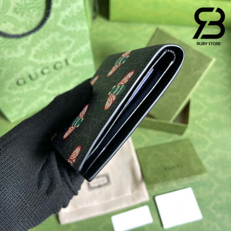 Ví Gucci Bestiary Bee GG Supreme Bi-Fold Wallet Black Best Quality 