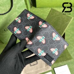 Ví Gucci Bestiary Bee GG Supreme Bi-Fold Wallet Black Best Quality