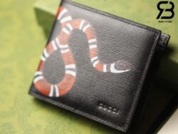 Ví Gucci Kingsnake Print Leather Bi-Fold Wallet Black Best Quality