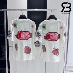 Áo Thun LV x YK Embroidered T-Shirt Faces Best Quality