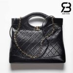 Túi Chanel 31 Large Shopping Bag Đen Shiny Crumpled Calfskin GHW Best Quality