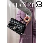 Túi Chanel Rectangular Flap With Top Handle Black Pink Lambskin LGHW 20CM Best Quality