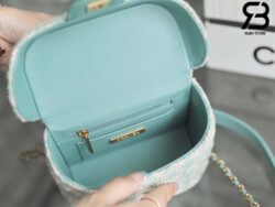 Túi Chanel Small Vanity Case Blue Tweed Lambskin 12CM Best Quality