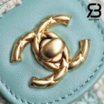 Túi Chanel Small Vanity Case Blue Tweed Lambskin 12CM Best Quality