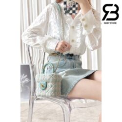 Túi Chanel Small Vanity Case Blue Tweed Lambskin 12CM Best Quality