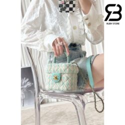 Túi Chanel Small Vanity Case Blue Tweed Lambskin 12CM Best Quality