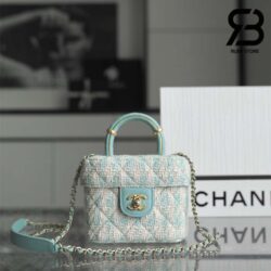 Túi Chanel Small Vanity Case Blue Tweed Lambskin 12CM Best Quality