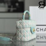 Túi Chanel Small Vanity Case Blue Tweed Lambskin 12CM Best Quality