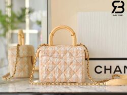 Túi Chanel Small Vanity Case Orange Tweed Lambskin 12CM Best Quality