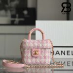 Túi Chanel Small Vanity Case Pink Tweed Lambskin 12CM Best Quality