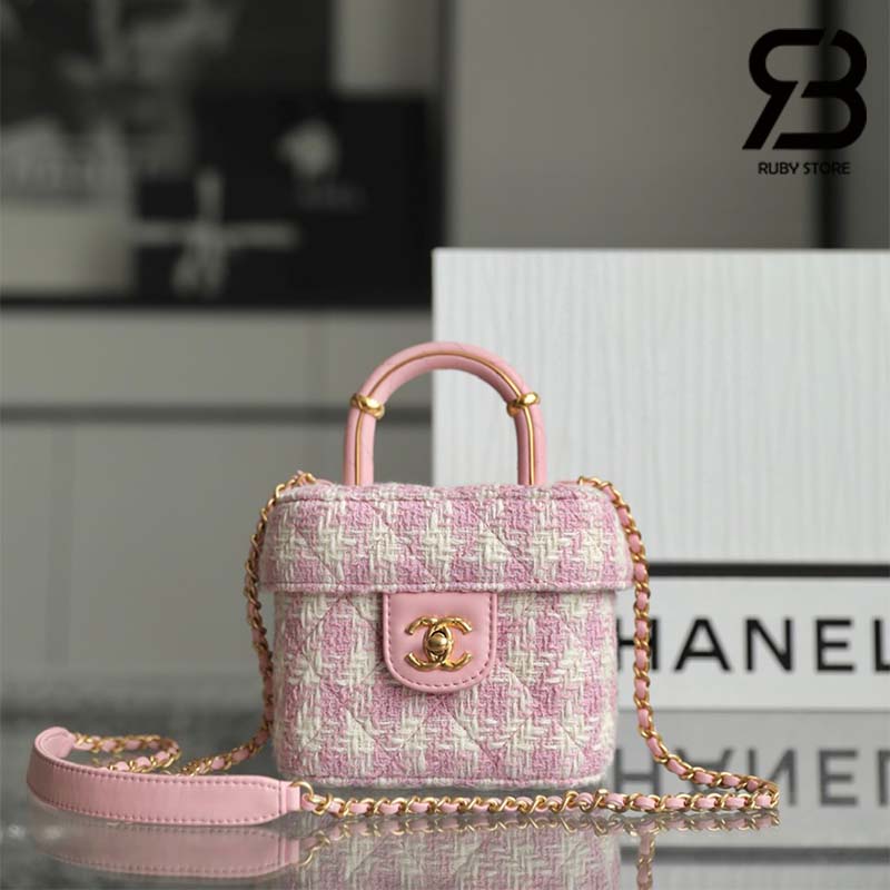 Túi Chanel Small Vanity Case Pink Tweed Lambskin Best Quality