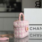 Túi Chanel Small Vanity Case Pink Tweed Lambskin 12CM Best Quality