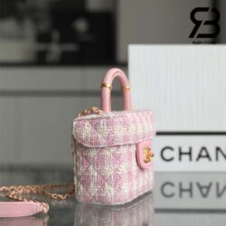 Túi Chanel Small Vanity Case Pink Tweed Lambskin 12CM Best Quality