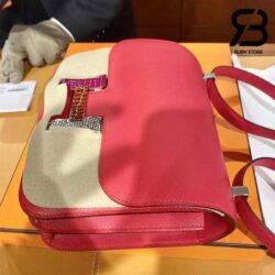 Túi Hermes Constance 24 Hồng Rose Mexico Epsom Alligator Lizard Buckle Khâu Tay Best Quality