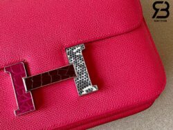 Túi Hermes Constance 24 Hồng Rose Mexico Epsom Alligator Lizard Buckle Khâu Tay Best Quality