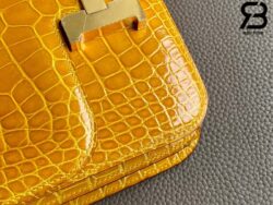 Túi Hermes Constance Mini 18 Vàng Jaune Ambre Shiny Alligator GHW Khâu Tay Best Quality