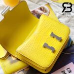 Túi Hermes Constance Mini 18 Vàng Mimosa Matte Alligator PHW Khâu Tay Best Quality