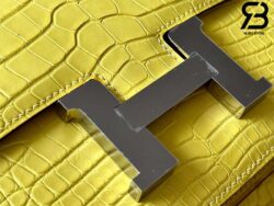 Túi Hermes Constance Mini 18 Vàng Mimosa Matte Alligator PHW Khâu Tay Best Quality
