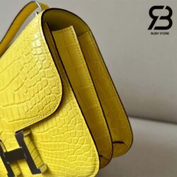 Túi Hermes Constance Mini 18 Vàng Mimosa Matte Alligator PHW Khâu Tay Best Quality