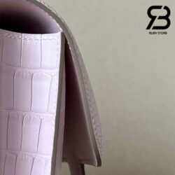 Túi Hermes Constance Mini 18 Hồng Mauve Pale Alligator PHW Khâu Tay Best Quality