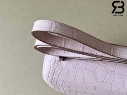 Túi Hermes Constance Mini 18 Hồng Mauve Pale Alligator PHW Khâu Tay Best Quality