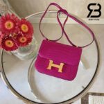 Túi Hermes Constance Mini 18 Hồng Rose Mexico Shiny Alligator GHW Khâu Tay Best Quality